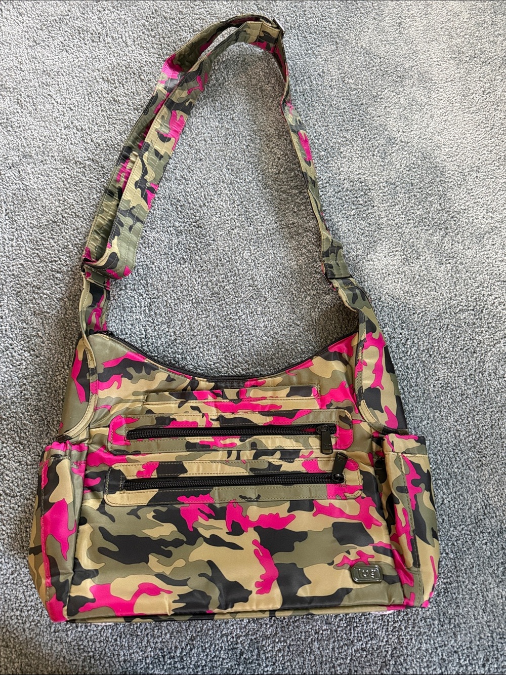 lug Olive and Hot Pink Camo Crossbody Shoulder Bag